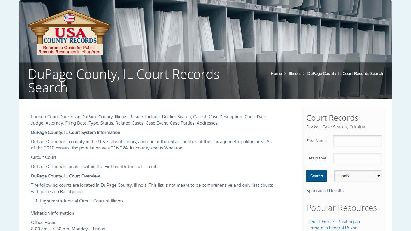 DuPage County, IL Court Records Search | Name Search